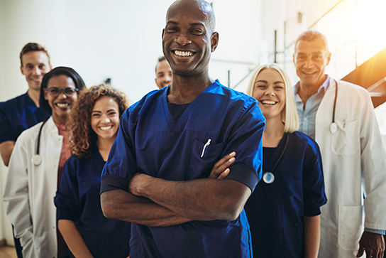 Diverse group of clinicians (C) Adobe stock. All rights reserved.