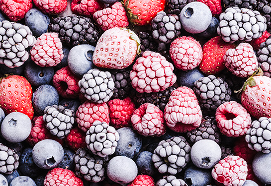 Frozen strawberries, blueberries, blackberries and raspberries