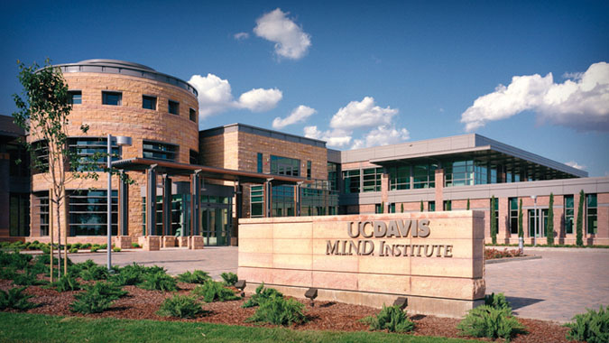 The MIND institute from the outside front entrance.