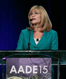 Doctoral Alumna Deborah Greenwood addresses attendees at the 2015 national conference of the American Association of Diabetes Educators.