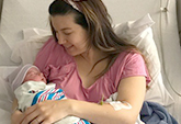 Off-duty Adventist Health Lodi Memorial nurse Jenna Ricks, seen here in plaid, and Madison&#x2019;s sister Zoi Jones helped with the birth. 