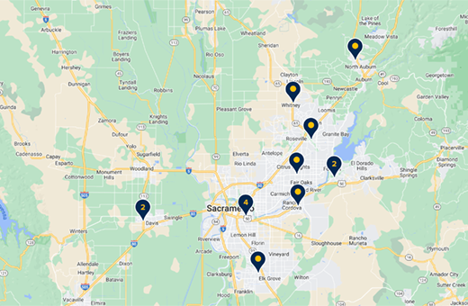 screenshot of the primary care clinic map locator tool