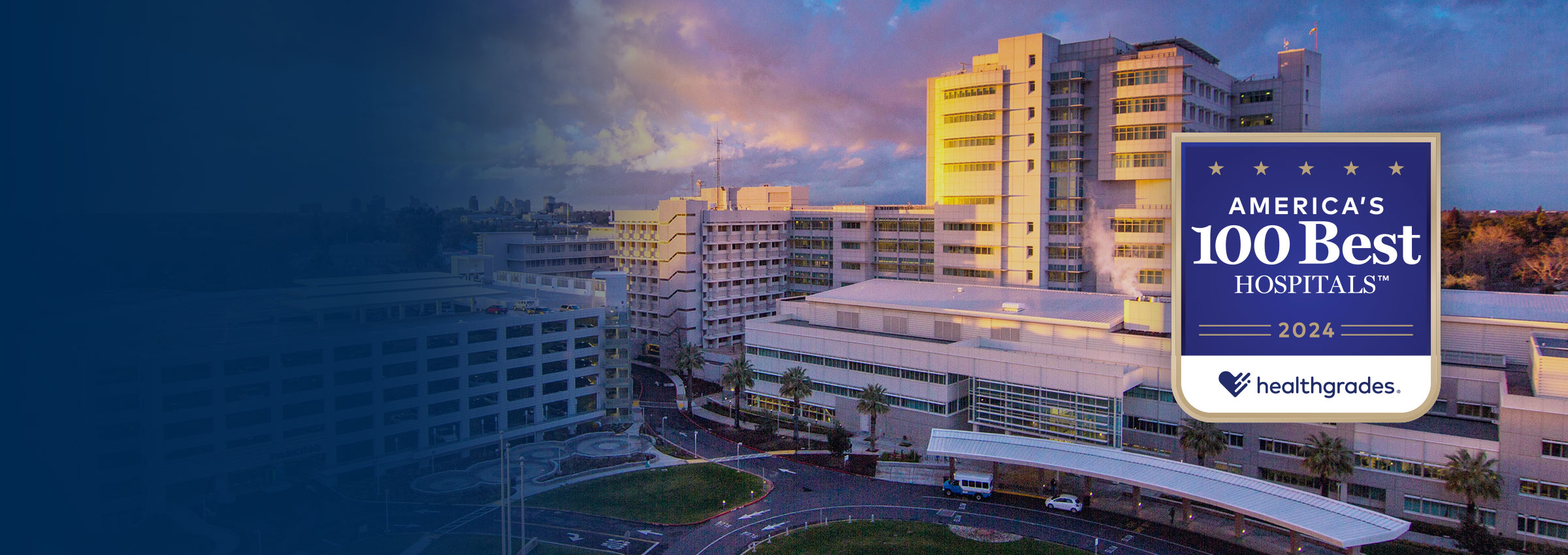 Aerial view of UC Davis Medical Center buildings