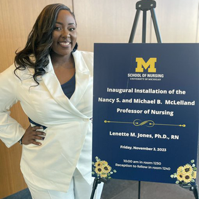 Betty Irene Moore Fellow Lenette M. Jones is recognized as the inaugural Nancy S. and Michael B. McLelland Professor of Nursing at the University of Michigan School of Nursing. (c) UC Regents. All rights reserved.