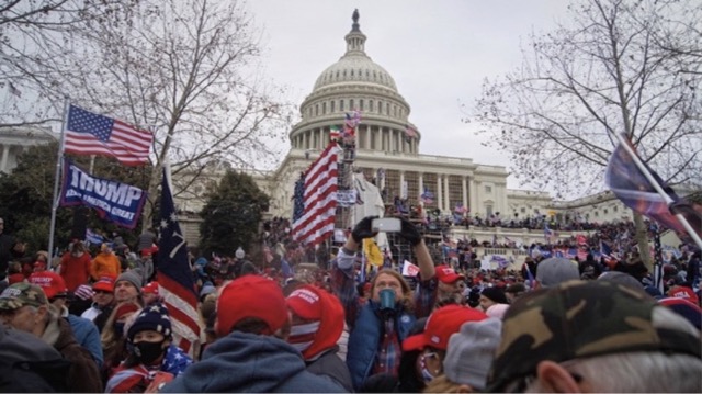 A crowd of rioters in front of the U.S. Capitol, Jan. 6, 2021